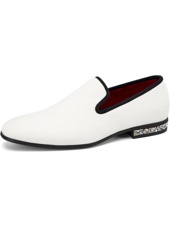 JITAI Men\'s White24 Elegant Rubber & Leather Penny Loafers Casual Formal Shoes